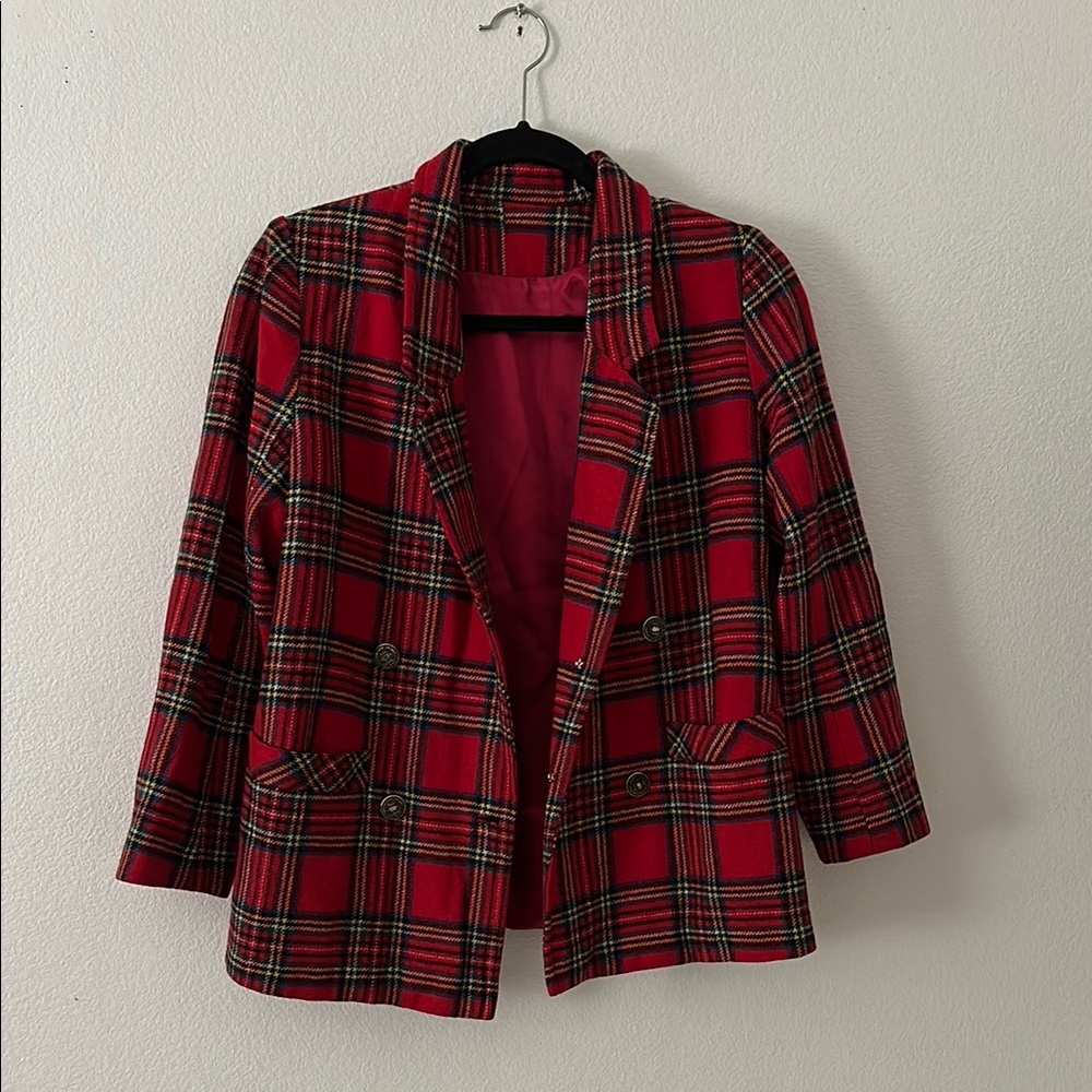 Red Plaid Women's Blazer